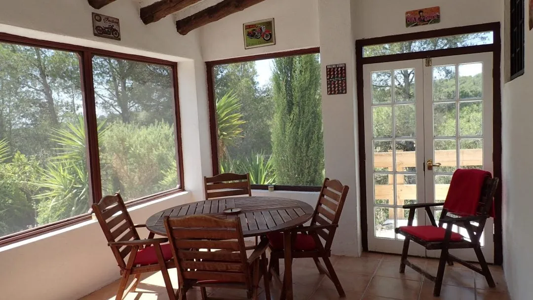 The shaded porch of the property in the Catalan countryside